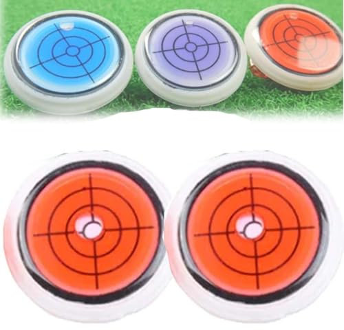 ZUICC 2 PCS Golf Trainer-Golf Ball Marker Round Cap Clip Mark with Level Function,Golf Putting Green Reader Compact Golf For Put,Double Sided Golf Ball Markers for Putting Green (Orange)