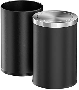 Poubelle double couche en acier inoxydable avec couvercle rabattable pour salle de bain et cuisine, capacité de 8 litres