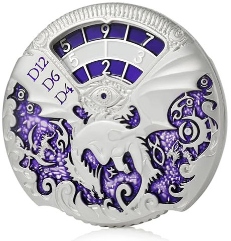 DNDND Dungeons and Dragons - Set di dadi 7 in 1 per roulette, in metallo, con splendida confezione regalo, per giochi da tavolo e giochi da tavolo (argento con viola)