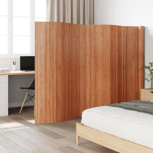 Myheimly Paravent Raumteiler Paravent Trennwand Spanische Wand Vlies-Rückseite Sichtschutz Bambusmatte Flexibel Stellwand Bambus Braun 165x600 cm Bambus