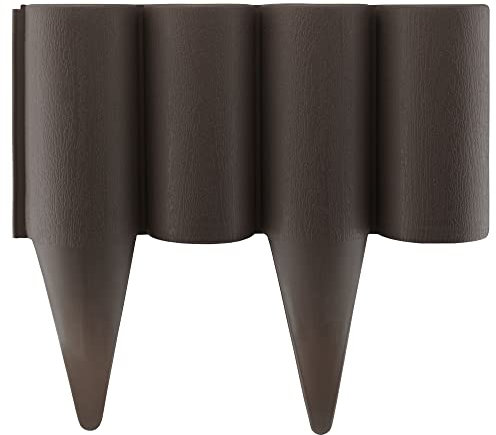 Decorative Garden Lawn Edging, 2.5m Plastic Palisade with Realistic Wood Effect, Durable Outdoor Landscape Border for Lawns, Paths, and Flower Beds (BROWN)