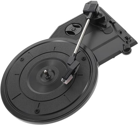 TOYANDONA Retro Schallplatten Spieler Mit Großem Grammophon Horn 200mm Drehlauf Integrierte Stereo Lautsprecher Vintage Vinyl Plattenspieler Phonograph Nadel Schallplatten Bewegung