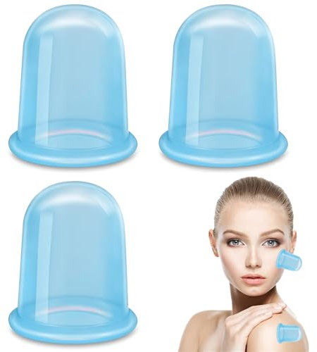 Lot de 3 ventouses en silicone - Ventouse anti-cellulite - Pour le traitement de la cellulite - Bleu