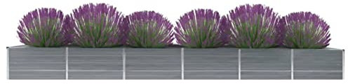 IKAYAA Hochbeet Metall Hochbeet Pflanzkübel Hochbeete für Garten Garten Beet für Gemüse Kräuter Blumen Gartenbeet Gemüsebeet-Grau-480 x 80 x 45 cm