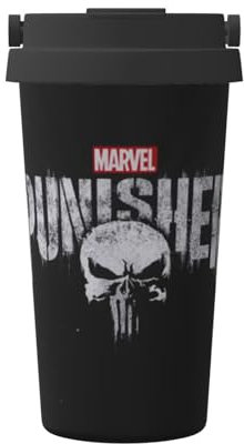 DOEMTY Marvel Punisher - Taza de café impresa personalizada, acero inoxidable, 500 ml, ecológica, reutilizable, gran regalo promocional
