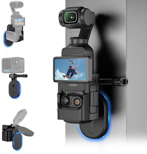 Pocket 3 Magnethalterung,Magnet Erweiterungsadapterhalterung für DJI Osmo Pocket 3 Käfig,Pocket3 Action Kamera Abnehmbare verstellbare Erweiterungsbasis Adapter Griff Zubehör mit Cold Shoe für Video