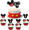 SYKYCTCY 25 Pack Mouse Oh Twodles 1st Birthday Cupcake Toppers Glitter Mini Mouse Cupcake Picks Baby Shower Kids Boys First Birthday Party Cupcake Decorations Supplies