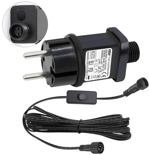 LED Trafo CZJUTAI IP44 Netzteil für Weihnachtsbeleuchtung mit Stecker - EU-Stecker (EL/FC36V12W) mit 1-Klick-Knopfschalter am Netzkabel