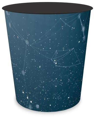 itenga Papierkorb für Kinder und Erwachsene mit Motiv - rund ca. 11 Liter - Mülleimer fürs Kinderzimmer oder Büro - stabiler Kunststoff (Motiv Hightech abstrakt)