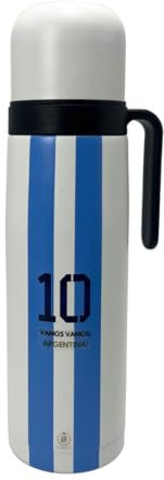 Termo Argentina Messi N°10 – Diseño Celeste y Blanco – Acero Inoxidable Premium – Mantiene Temperatura 12h – 1L – Edición Limitada Mundialista (2)