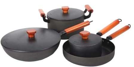 Cookware Set, 4-Piece Non-Stick Cookware Set including Soup Pot, Frying Pan, Wok, and Milk Pan for Induction Cookers - Essential Kitchen Cooking Pots