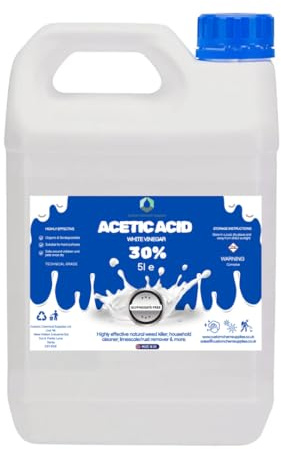 Customchem White Vinegar, 30% Acetic Acid, 5L, Industrial Strength Cleaning Solution (1)