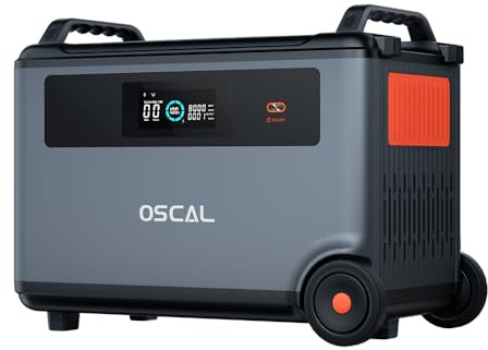 OSCAL BP3600 Batteria di espansione, 3600 Wh LiFePO4 Generatore solare per centrale elettrica PowerMax6000 e PowerMax3600, batteria supplementare di riserva per balcone, campeggio, viaggi.