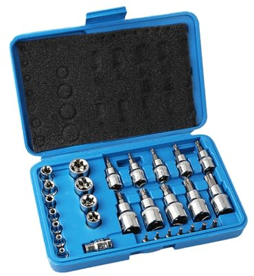 Hkfgdjdl Heavy Duty 29 Piece Professional Automotive Socket Set 1/4 3/8 1/2 Drive Mechanics Tool Storage Case Ergonomic Handle