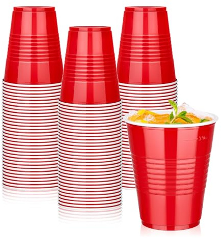 KesaPlan 50Pack 350ml(12oz) Red Plastic Cups, Drinking Cup Bulk Red Party Cup for Graduation Thanksgiving Wedding Birthday Halloween Family Gatherings Festive Celebrations