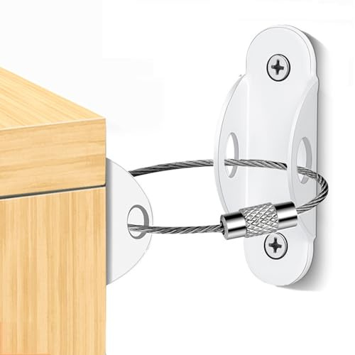 Dispositivo antivuelco | Correas de seguridad para muebles | Kit antivuelco | Conector de pared para soporte de tocador | Anclaje seguro para pruebas, estanterías y gabinetes para niños