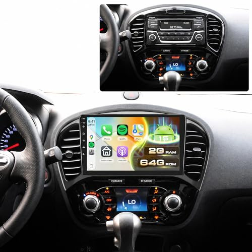 VECHTEL Radio de Coche 2G+64G Android 15 para Nissan Juke 2010-2016, 9'' IPS HD 1280*720P Pantalla Táctil de Autoradio con 5G Wi-Fi GPS Carplay Android Auto Inalámbrico USB Bluetooth EQ FM RDS Cámara