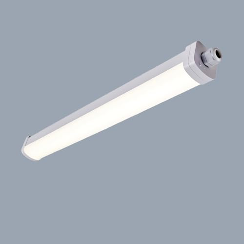 LEZOE LED Feuchtraumleuchte IP66 Wasserdicht 58CM, 15W 2100Lm (140Lm/W) Bürodeckenleuchte, Deckenlampe LED Röhre für Balkon Diele Bad Lager Keller Garage Werkstatt Küche Treppen 4000K