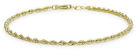 CARISSIMA Damen 9k (375) Gelbgold Hollow 2mm 40 PG Rope Kettenarmband 18cm/7zoll 1.22.0781