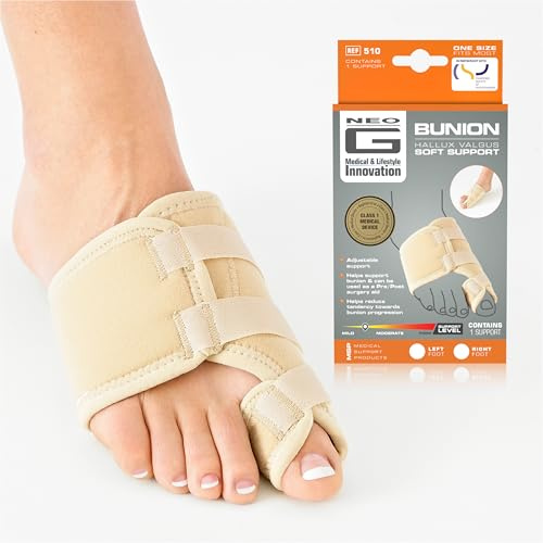 Neo-G Bunion Soft Support - for Big Toe Alignment, Hallux Valgus, Pre/Post-Operative Aid - Malleable Metal Splint - Class 1 Medical Device - L
