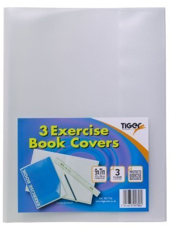 Pack of 3 Exercise Book Covers 9x7 Clear