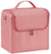 Large Beauty Makeup Nail Art Cosmetics Box Vanity Case Jewellery Storage Holder with Carry Strap Nylon Fabric Pink, 29cm x 21cm x 25cm