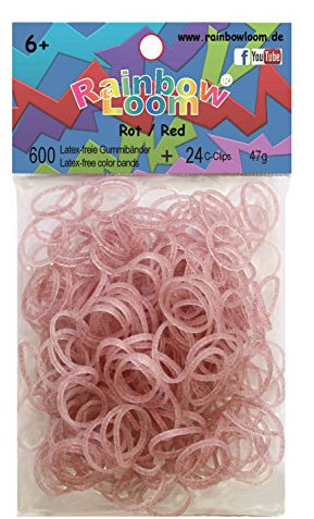 Rainbow Loom Silikonbänder Glitzer Rot