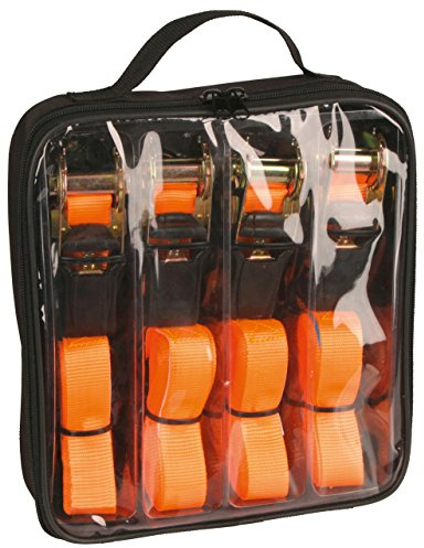 Kerbl Zurrgurtset, 250/500kg 25mm x 5m, 4er-Pack, in Tasche, orange