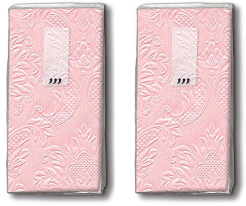 20 Taschentücher (2x 10) Taschentücher Moments Ornament soft pink - Uni rose mit Ornamente geprägt/Freudentränen/Hochzeit