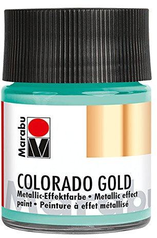 Marabu 12640005761 - Metallic Effektfarbe, Colorado Gold grün silber 50 ml, auf Wasserbasis, lichtecht, wetterfest, schnell trocknend, zum Pinseln und Tupfen auf saugenden Untergründen