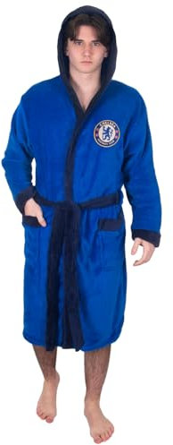 Chelsea FC - Herren Fleece-Bademantel mit Kapuze - offizielles Merchandise - Geschenk - Royalblau - S