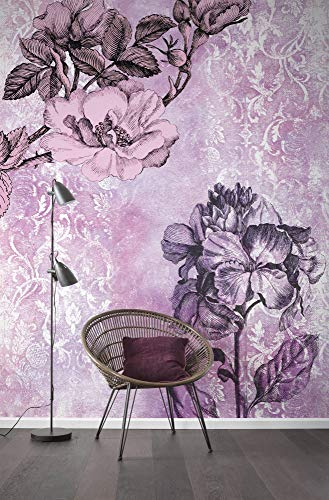 Komar Vlies Fototapete BAROQUE PINK, 200 x 250 cm (Breite x Höhe), Tapete, Schlafzimmer, Wohnzimmer, Flur, Design, Dekoration, Wanddeko