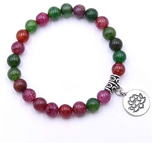 Generic Stein Armband,7 Chakra Vintage Onyx Perlen Cubic Zirkonia Anhänger Lotus Energie Balance Bunter Armreif Charm Schmuck Männer Frauen Freund