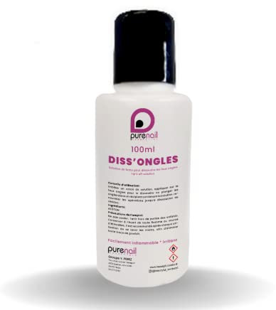 Purenail | DISSONGLE | Acetone puro 100% | 100 ml | Unghie | unghie finte | Qualità professionale trasparente
