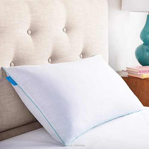 Linenspa Almohada de Espuma viscoelástica triturada de 70 x 40 cm con Funda de Gel refrigerante, Almohada Firme para Cama, Soporte para Hombros y Cuello, Funda de algodón extraíble