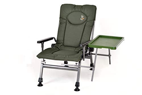Angelstuhl Campingstuhl Carp F5R ST Stuhl Deluxe Karpfen Angler Campingstuhl mit extra Höhe und Tisch, Armlehne|Höhenverstellbar