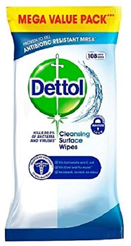 Dettol Cleansing Surface Wipes - Mega Value Pack 108 Large Wipes