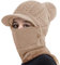 JINTN Wintermütze Schal Mundschutz Set 3 in 1 Strickmütze mit Krempe Winter Warme Beanie Mütze mit Bommel Fleecefutter Mütze Schlauchschal Outdoor Ski Snowboard Warme Winterschal für Erwachsene