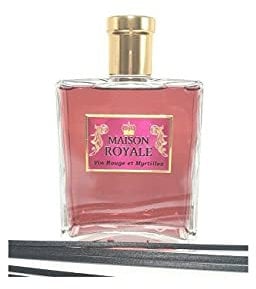 MAISON ROYALE - VIN ROUGE ET MYRTILLES Profumatore Ambiente + Bastoncini, Formato da 500 ml