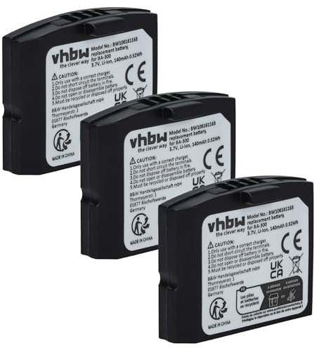 vhbw 3X Akku kompatibel mit Sennheiser RR 840 S, Set 840 TV, Set 900 Wireless Headset Kopfhörer (140mAh, 3,7V, Li-Polymer)