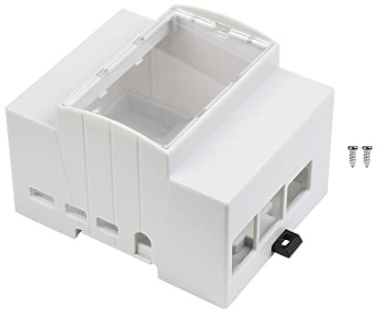 Estuche de Riel DIN para Raspberry Pi 4, ABS Material, Ventana Superior Transparente, Gran Espacio Interior Permite Acomodar un Complemento Adicional como PoE Hat (D), RS485 Can Hat, etc.