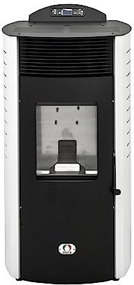 STUFE A PELLET ITALIA - Mod. Siberia New 18 KW, Poêle à pellet, ventilé, Réchaud jusqu'à 160 m², 5 niveaux de puissance, 5 vitesses de ventilation, programmable (Blanc)