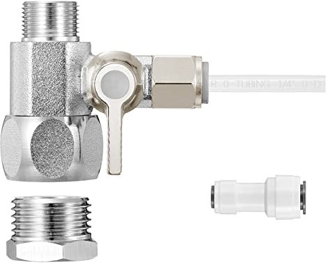 HAOCHEN Feed Water Adapter - Water Line Splitter 3/8x3/8x1/4 or G 1/2xG 1/2x1/4, Brass Water Supply Valve with 1/4 Push in Quick Connect fitting for RO Filter，Refrigerator,Ice Maker