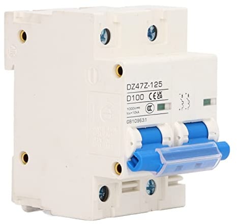TICFOX 2P Photovoltaik Leistungsschalter, DC Miniatur Leistungsschutzschalter, DZ47Z 125 100A DC 1000V DIN Schiene Schienenmontage Leitungsschutzschalter für PV Solaranlagen(blau)