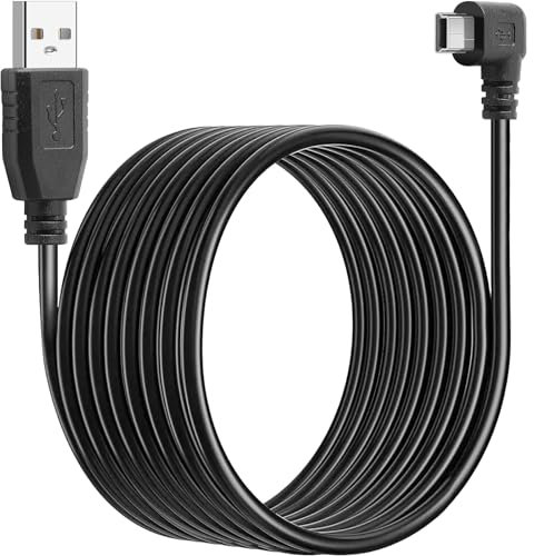 SAISN Mini USB Charging Cable Left Angle USB 2.0 Type A Male to Mini B Male Charger Cable Cord Lead 90 Degree USB to Mini B Wire Cord for Dash Cam Driving Recorder, 5M