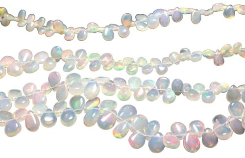 4x6-5x8 mm äthiopischer Welo-Opal, einfache birnenförmige Briolettes, Opal-Perlen, äthiopischer Welo-Opal für Schmuck (15 Stück bis 60 Stück Option), 2 Zoll, 15 Stück