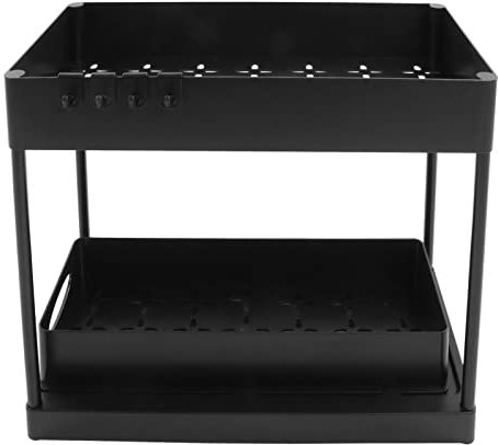 Unterwaschbecken-Organizer, 2-stufiger Waschbeckenschrank, Ausziehbares Waschbeckenregal Mit Haken Für Küchen- Und Badezimmerschränke(Schwarz)