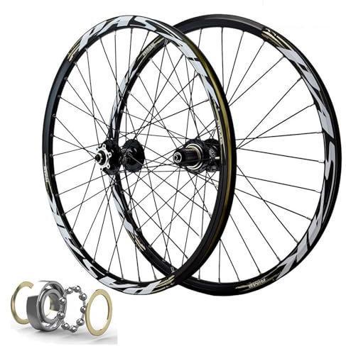 MTB Laufradsatz 26 Zoll Scheibenbremse Fahrradfelge 32 Speichen 27,5 29 Zoll Mountainbike Vorder Und Hinterrad QR Naben mit Abgedichtetem Lager for 7-11 Gang Kassette ( Farbe : Black , Size : 27.5 inc