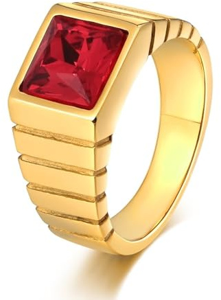 Aotiwe Ring for Men, Promise Ring Men Quadrat Freundschaftsringe Dünn mit Marquiseschliff Zirkonia Edelstahl