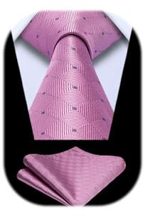 Enlision Corbatas Rosa Hombre y Pañuelo Corbata Cuadros Modernas Conjunto Corbatas Boda Originales